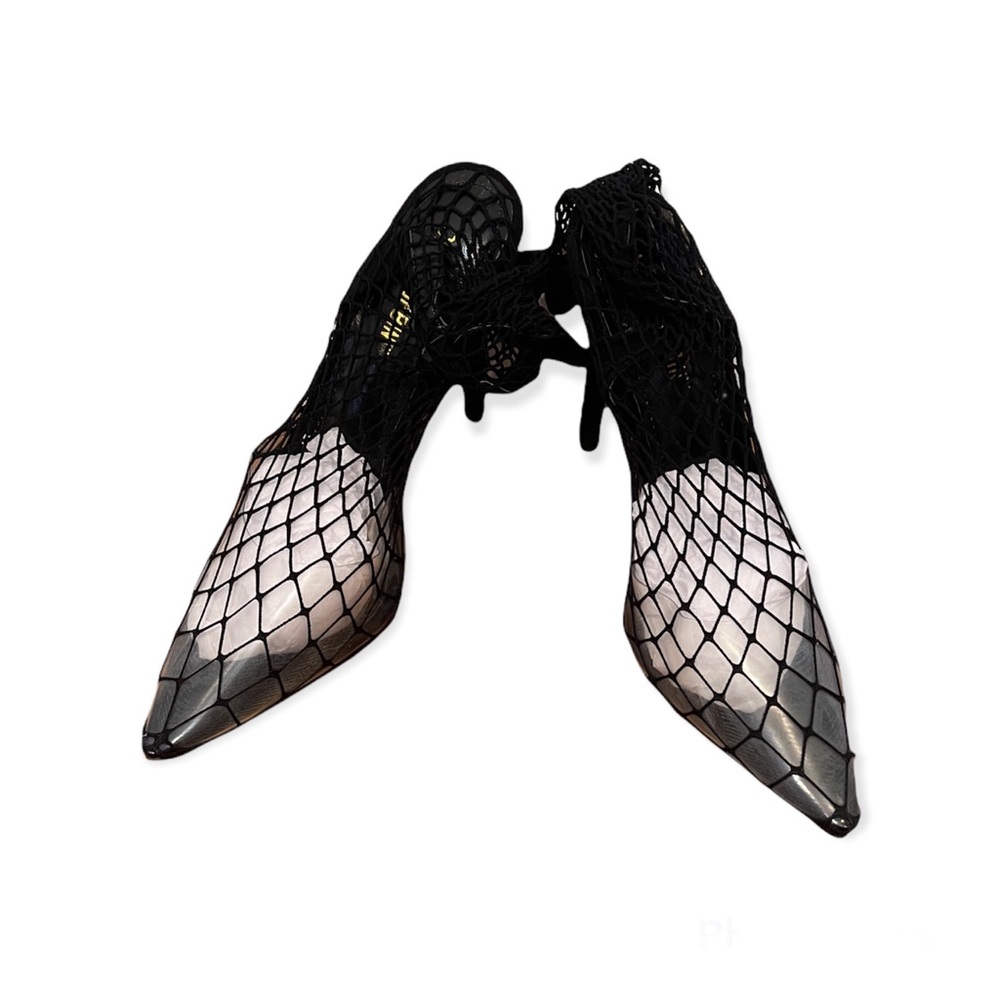 Women Black Fishnet High Heels
